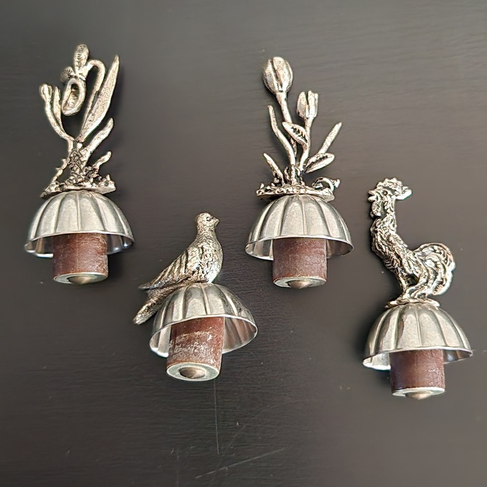 Vintage / Antique Pewter Wine Stoppers